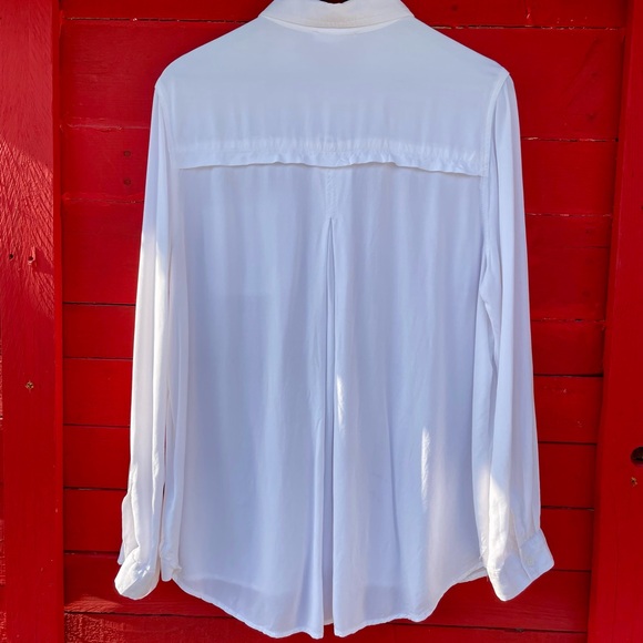 Beachlunchlounge viscose white long sleeve button down top - Picture 10 of 12